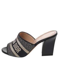 Dior Blue Canvas Dway Mule Sandals Size 36.5
