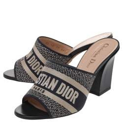 Dior Blue Canvas Dway Mule Sandals Size 36.5