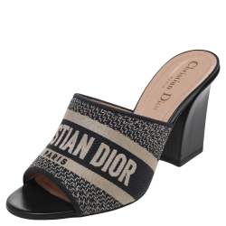 Dior Blue Canvas Dway Mule Sandals Size 36.5