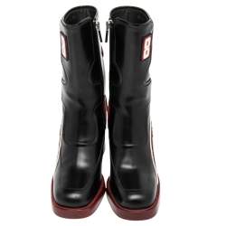 Dior Black/Red Leather Diorally Ankle Length Boots Size 37