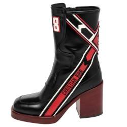 Dior Black/Red Leather Diorally Ankle Length Boots Size 37