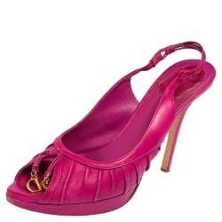 Dior Fuchsia Leather Gipsy Slingback Sandals Size 40.5
