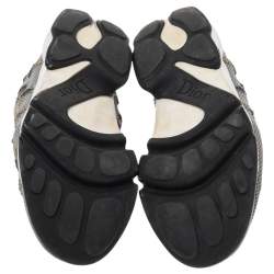 Pre Owned Dior Grey Bee Embellished Mesh Fusion Slip On Sneakers Size 38