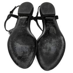 Dior Black Glitter Embellished Flat Sandals Size 39