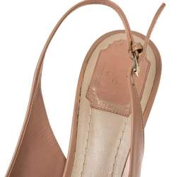 Pre Owned صندل ديور جلد بيج بمقدمة مفتوحة بفيونكة وحزام كاحل مقاس 39