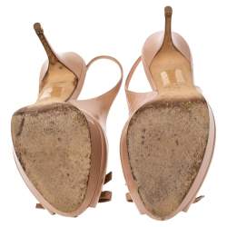 Pre Owned صندل ديور جلد بيج بمقدمة مفتوحة بفيونكة وحزام كاحل مقاس 39