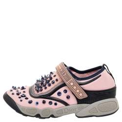 مملوكة مسبقًا Dior Pink Sequin Embellished Fabric And Mesh Fusion Sneakers Size 38
