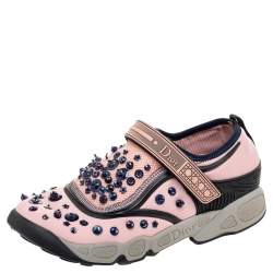 مملوكة مسبقًا Dior Pink Sequin Embellished Fabric And Mesh Fusion Sneakers Size 38