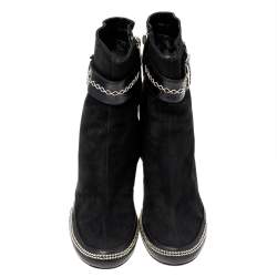 مملوكة  مسبقًا Dior Black Suede And Leather CD Logo Ankle Boots Size 37