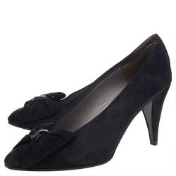 Pre Owned Dior Black Suede Bow Detail Pumps Size 40