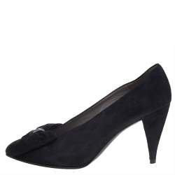 Pre Owned Dior Black Suede Bow Detail Pumps Size 40