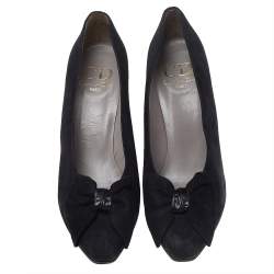 Pre Owned Dior Black Suede Bow Detail Pumps Size 40