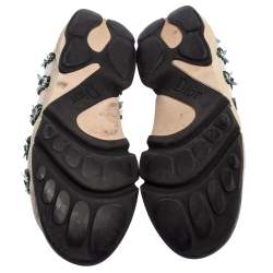 Pre Owned Dior White/Navy Blue Mesh Fusion Embellished Slip On Sneakers Size 39