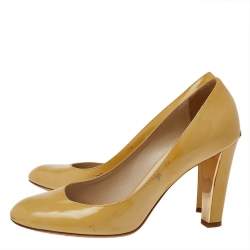 Dior Yellow Patent Leather Round Toe Pumps Size 37