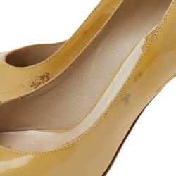 Dior Yellow Patent Leather Round Toe Pumps Size 37
