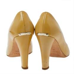 Dior Yellow Patent Leather Round Toe Pumps Size 37
