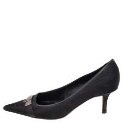 Pre Owned Dior Black Diorissimo Canvas And Leather Pointed Toe Pumps Size 40