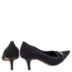 Pre Owned Dior Black Diorissimo Canvas And Leather Pointed Toe Pumps Size 40