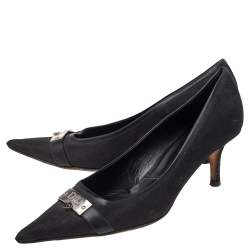 Pre Owned Dior Black Diorissimo Canvas And Leather Pointed Toe Pumps Size 40
