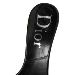 Pre Owned Dior Black Leather Logo Detail Slide Sandals Size 37