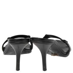 Pre Owned Dior Black Leather Logo Detail Slide Sandals Size 37