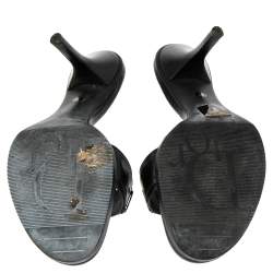 Pre Owned Dior Black Leather Logo Detail Slide Sandals Size 37