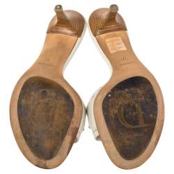 Pre Owned Dior White Leather My Dior Mule Sandals Size 37