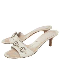 Pre Owned Dior White Leather My Dior Mule Sandals Size 37