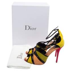 Dior Multicolor Suede and Patent Leather Strappy Peep Toe Sandals Size 41