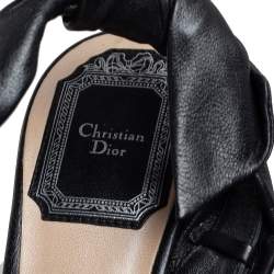Pre Owned Dior Black Leather Pleated Slingback Peep Toe Sandals Size 36