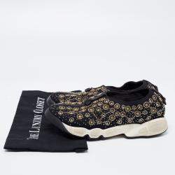 Pre Owned Dior  Black Mesh Fusion Emballished Low Top  Sneakers Size 38