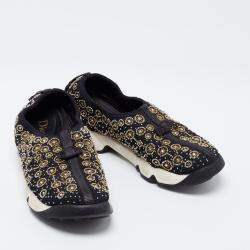 Pre Owned Dior  Black Mesh Fusion Emballished Low Top  Sneakers Size 38
