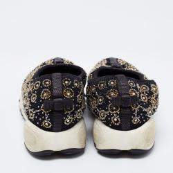 Pre Owned Dior  Black Mesh Fusion Emballished Low Top  Sneakers Size 38