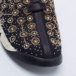 Pre Owned Dior  Black Mesh Fusion Emballished Low Top  Sneakers Size 38