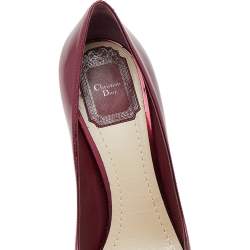 Dior Burgundy Patent Leather Flower Platform Pumps Size 37.5