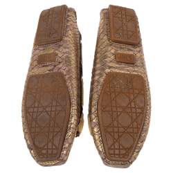 Pre Owned حذاء لوفرز ديور جلد نقشة الثعبان بني/ذهبي مقاس 36.5