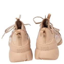 Pre Owned Dior Beige Stretch Fabric and Leather Trim D-Connect Low Top Sneakers Size 38