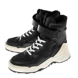 Dior Black/White Leather Jumper High Top Sneakers Size 37