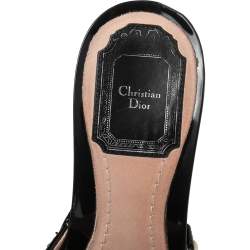 Dior Black Cannage Patent Leather Bow Slide Sandals Size 37.5