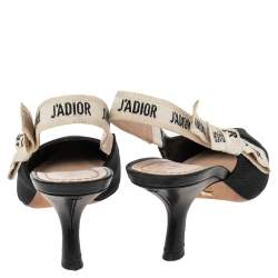 مملوكة مسبقًا Dior Black Fabric J'Adior Pointed Toe Slingback Sandals Size 38.5