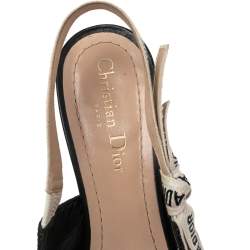 مم لوكة مسبقًا Dior Black Fabric J'Adior Pointed Toe Slingback Sandals Size 38.5