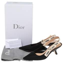 مملوكة مسبقًا Dior Black Fabric J'Adior Pointed Toe Slingback Sandals Size 38.5