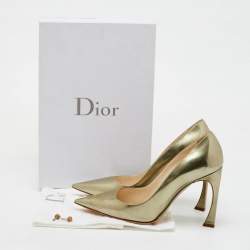 Dior Metallic Gold Mirror Leather Songe Pointed Toe Pumps Size 38