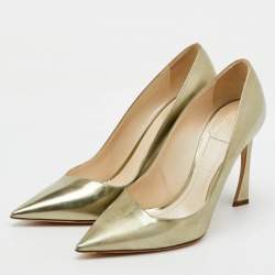 Dior Metallic Gold Mirror Leather Songe Pointed Toe Pumps Size 38