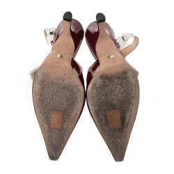 Pre Owned Dior Burgundy Patent Leather J'Adior Slingback Pumps Size 39