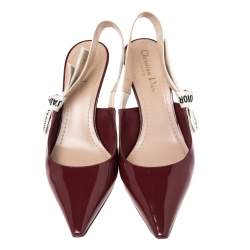 Pre Owned Dior Burgundy Patent Leather J'Adior Slingback Pumps Size 39