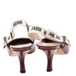 Pre Owned Dior Burgundy Patent Leather J'Adior Slingback Pumps Size 39