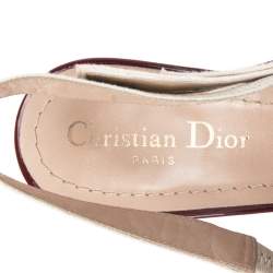 Pre Owned Dior Burgundy Patent Leather J'Adior Slingback Pumps Size 39