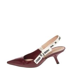 Pre Owned Dior Burgundy Patent Leather J'Adior Slingback Pumps Size 39