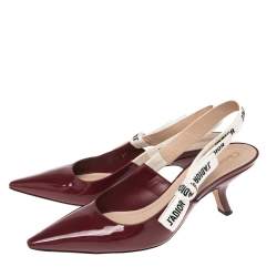 Pre Owned Dior Burgundy Patent Leather J'Adior Slingback Pumps Size 39